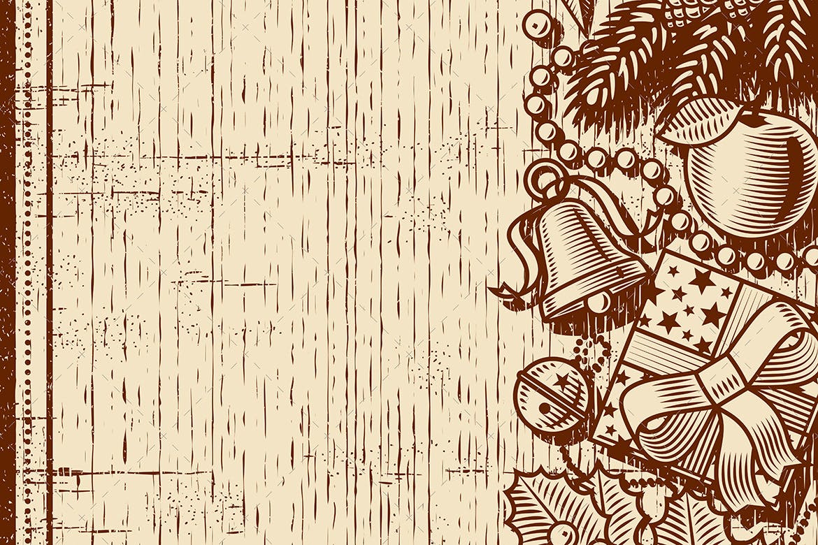 复古圣诞节主题背景图素材 Retro Christmas Background Brown插图