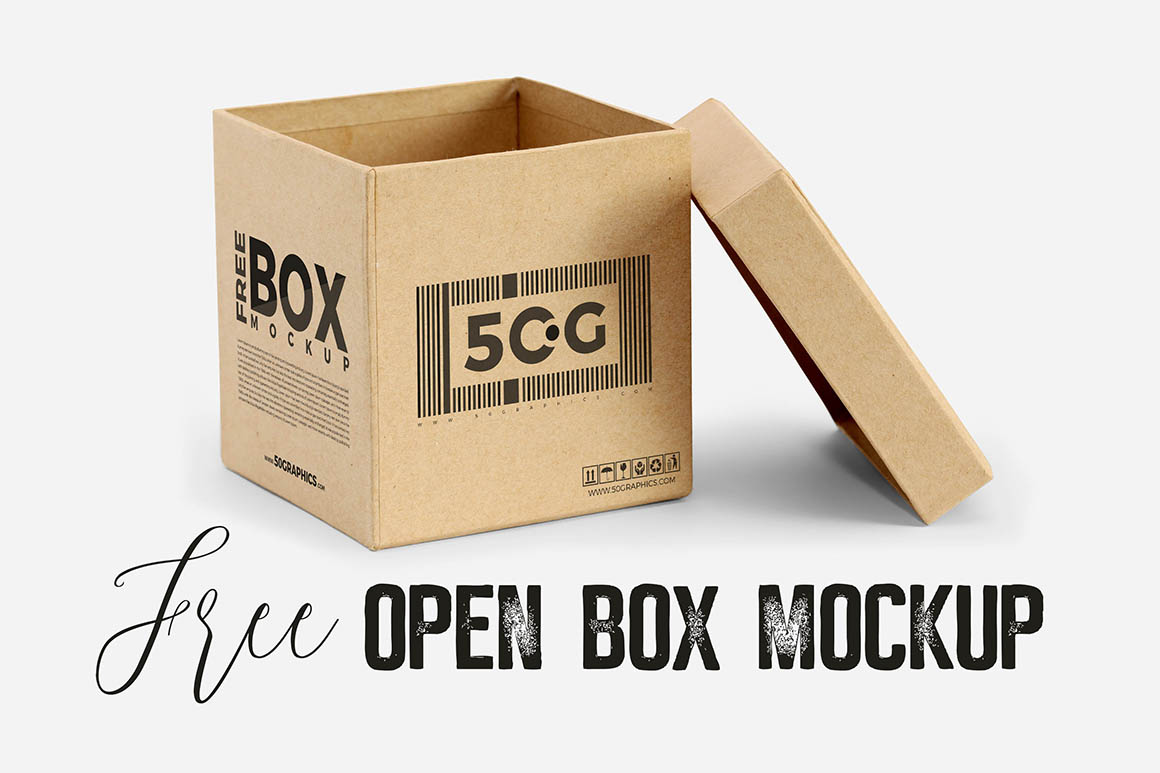 免费纸盒演示模型 Free Open Box Mockup插图