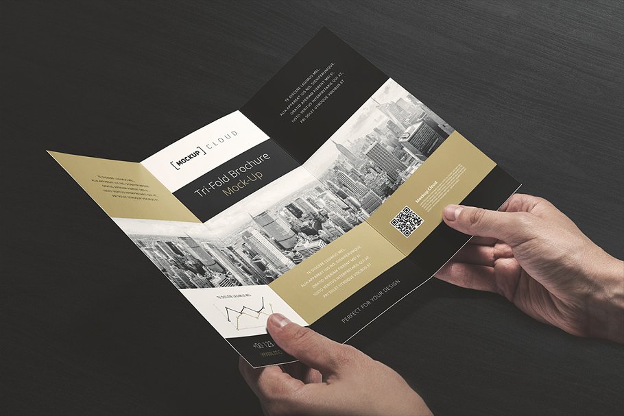 产品服务宣传企业宣传三折页小册子样机模板 Tri-fold Brochure Mock-Up插图(2)