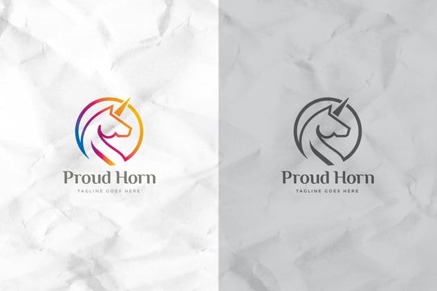 独角兽徽标Logo设计模板 Proud Horse Logo Template插图2
