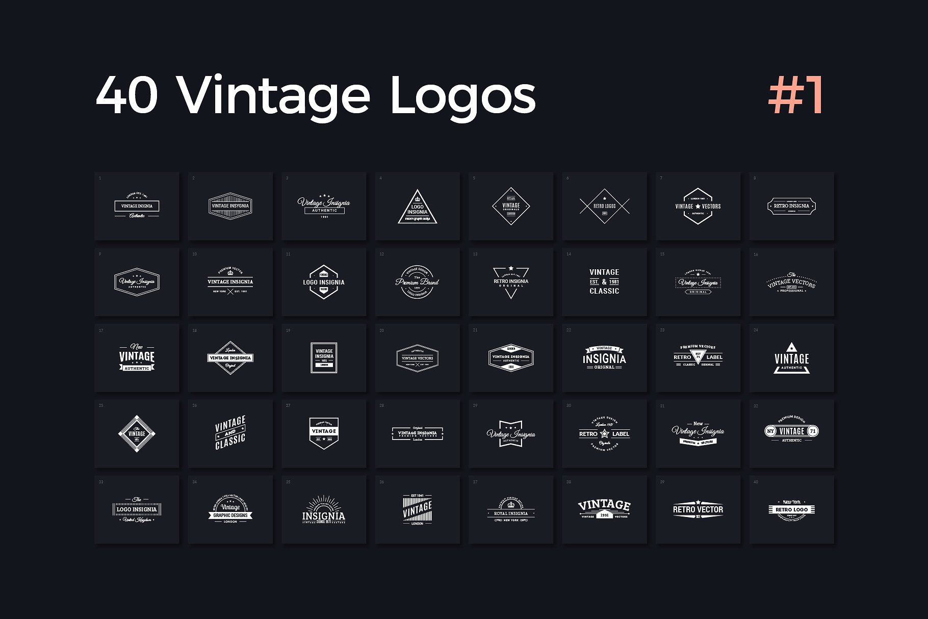 40款复古风格Logo模板 40 Vintage Logos Vol. 1插图