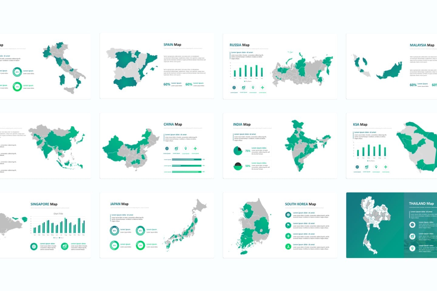 世界地图PPT幻灯片模板素材下载 World Maps powerpoint Template插图(4)