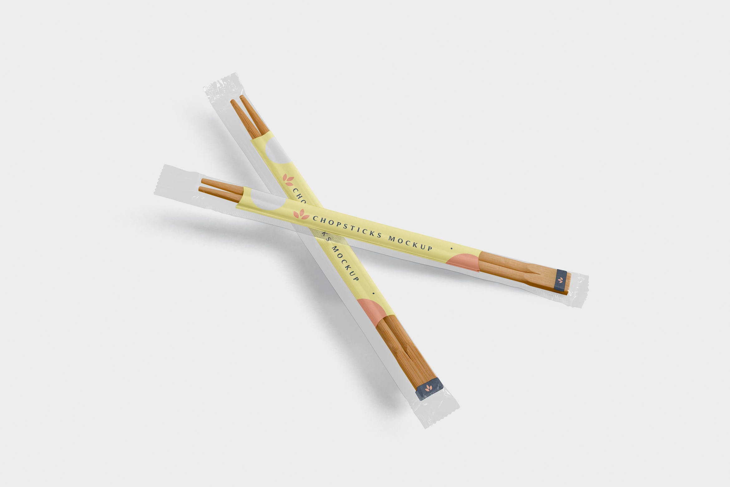 筷子透明包装设计效果图样机 Chopsticks Mockup in Transparent Packaging插图