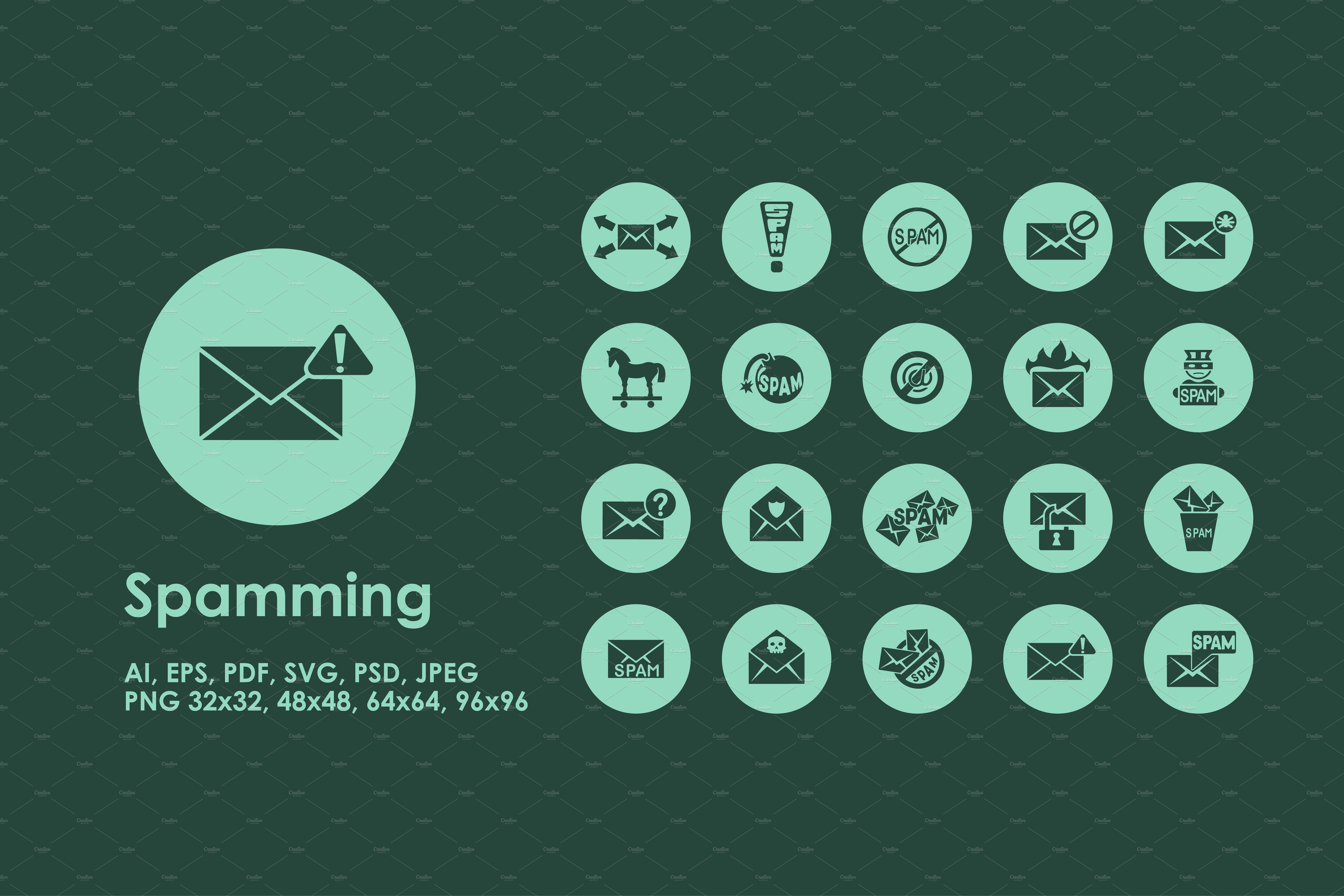 邮件处理主题图标 Spamming simple icons插图