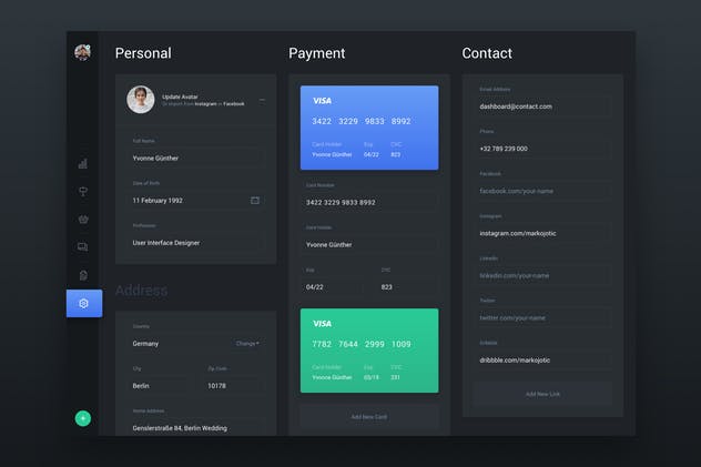 网站个人中心后台管理＆设置界面UI套件 Web Dashboard & Settings UI Kit App Template 6插图(3)