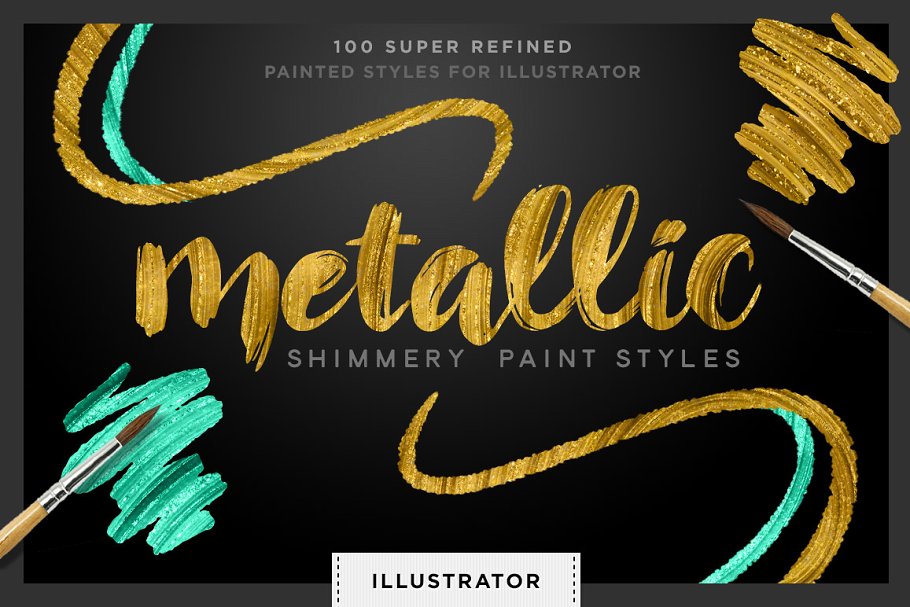 华丽金色油漆图层样式AI动作 Shimmery Gold Styles for Illustrator插图