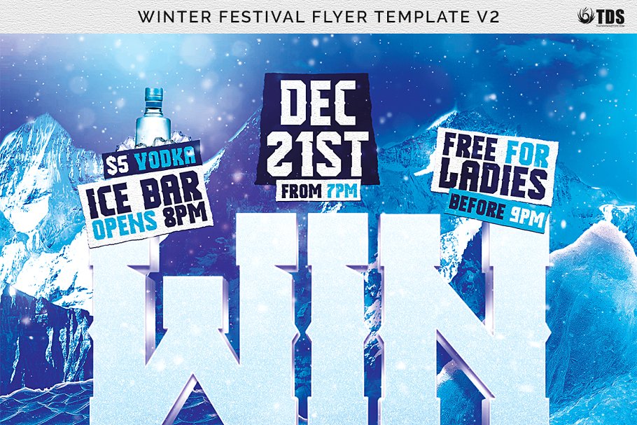 冬季DJ音乐节活动宣传单PSD模板V2 Winter Festival Flyer PSD V2插图(6)