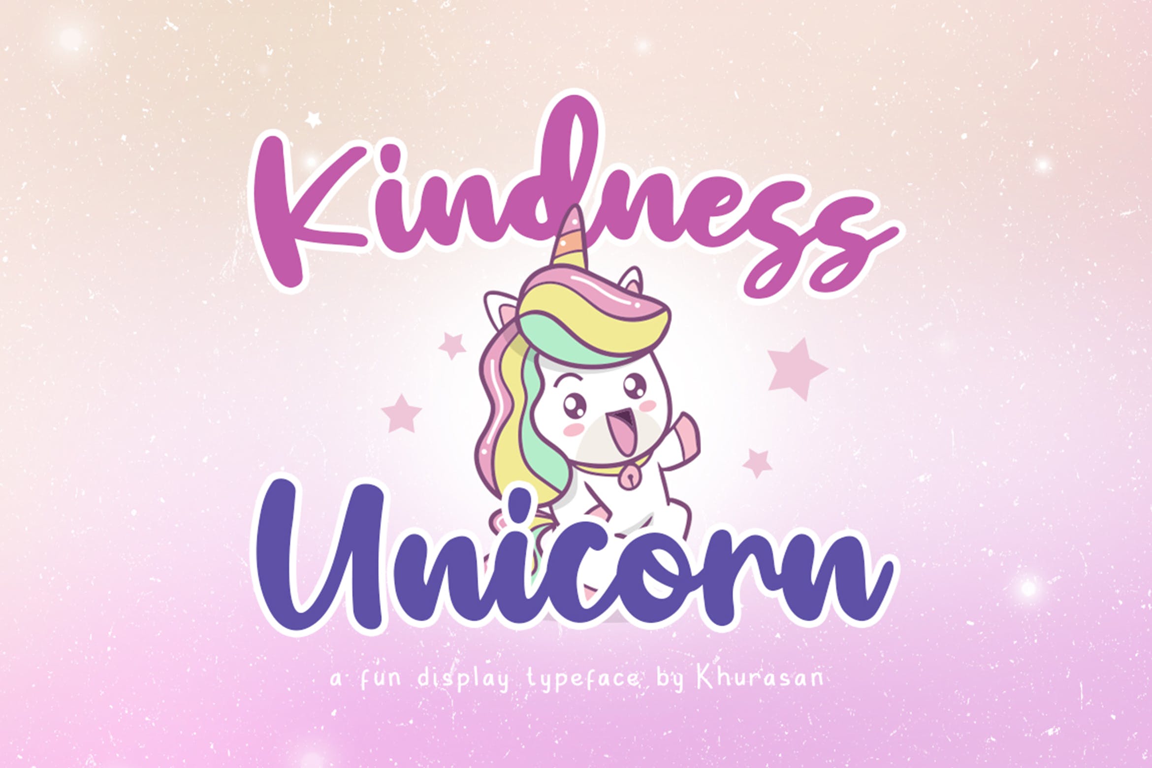 有趣大胆的英文儿童书法字体 Kindness Unicorn插图