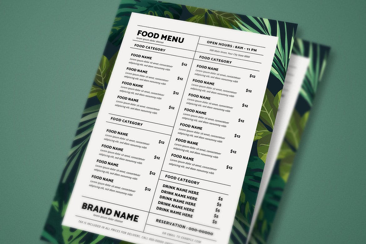 热带主题餐厅美食菜单设计模板 Tropical Food Menu插图(3)