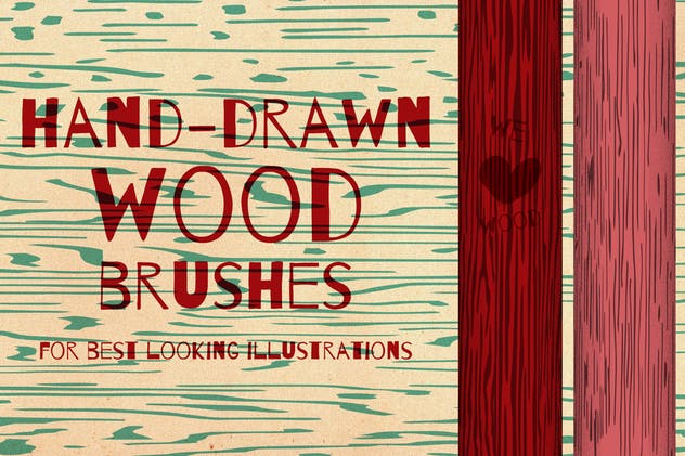 60款木纹纹路AI笔刷 Wood Brushes for Adobe Illustrator插图2