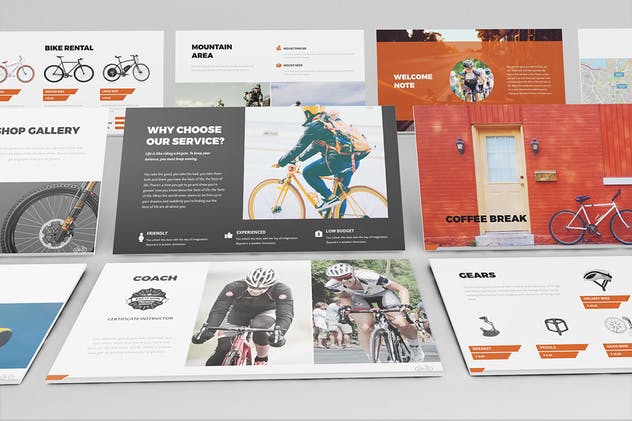 自行车品牌宣传PPT幻灯片设计模板 Bicycle Powerpoint Presentation Template插图(1)