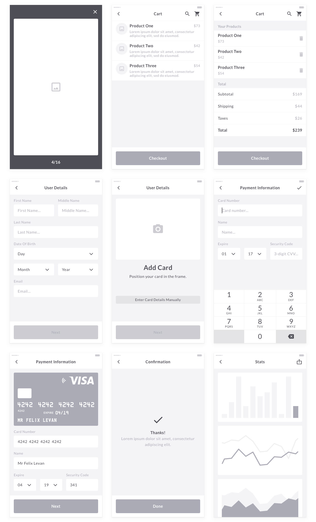 90+手机 APP 界面线框图套件 Mobile Wireframe Kit [AI&Sketch]插图(14)