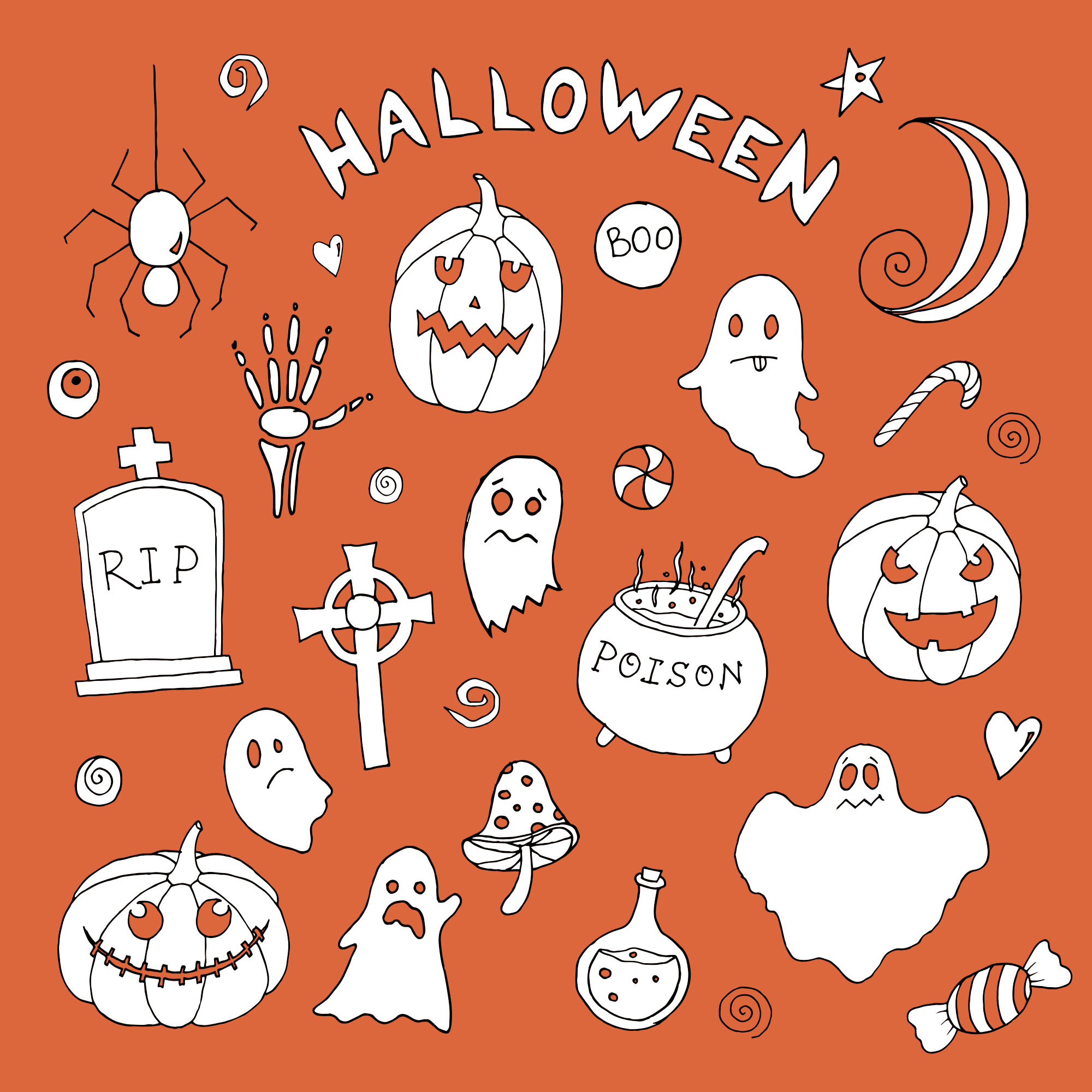 万圣节主题元素矢量图案素材v2 Halloween Vector Elements & Patterns – Part II插图(1)