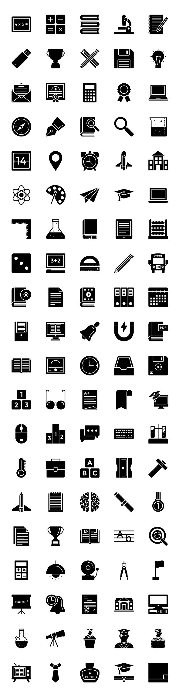 1200枚教育主题图标 Educational 1200 Icons Bundle Pack插图(7)