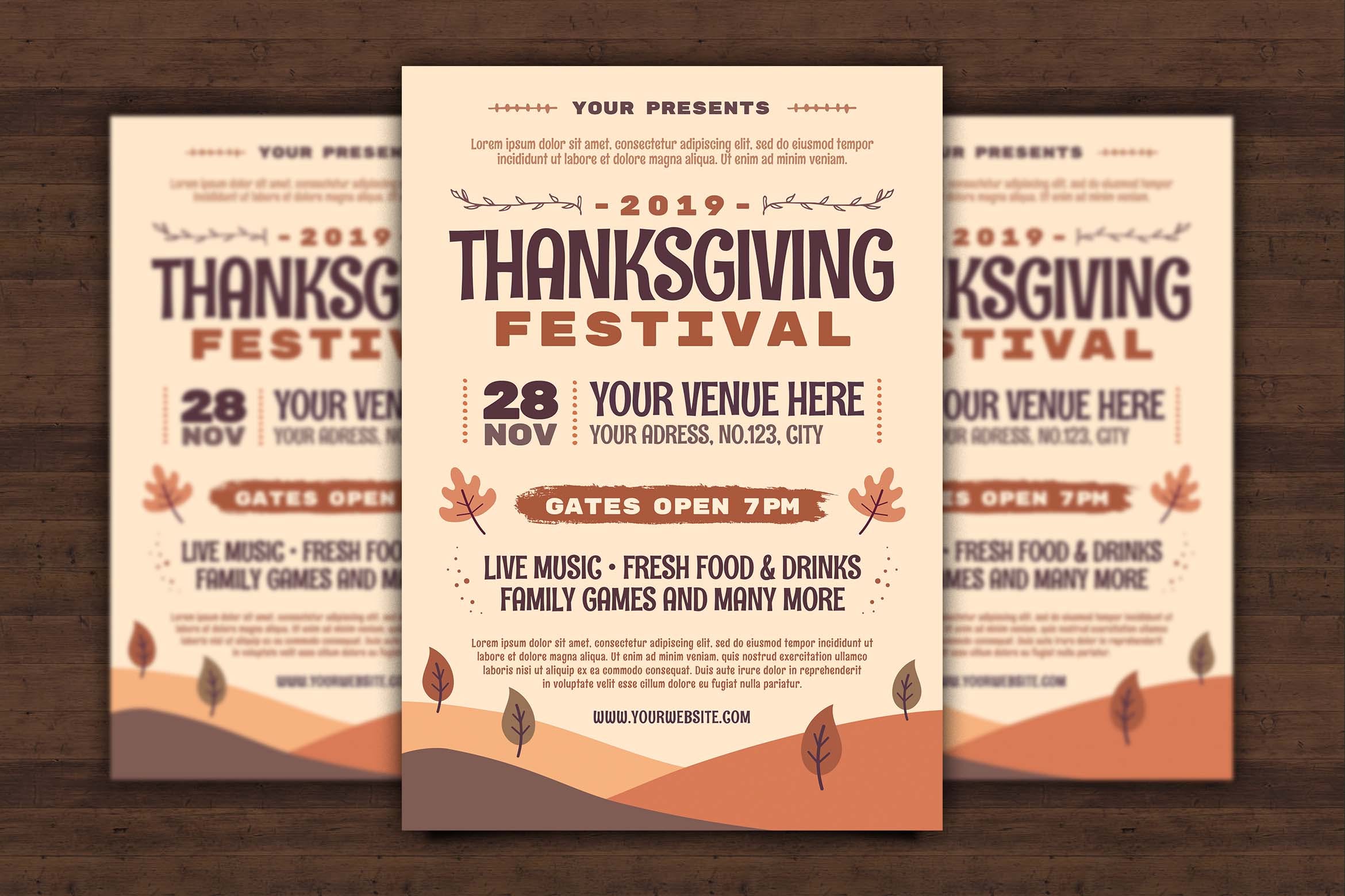 感恩节主题派对活动邀请海报传单设计模板 Thanksgiving Day Flyer插图