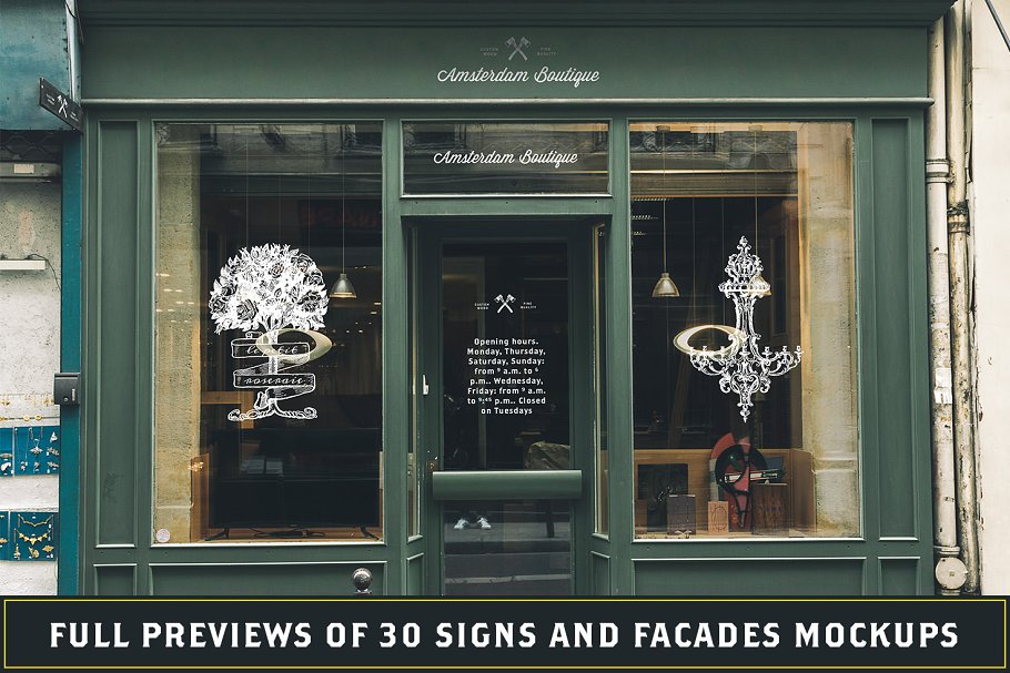 30个巴黎和阿姆斯特丹街头场景店招招牌样机模板 30 Signs & Facades – Paris/Amsterdam插图3