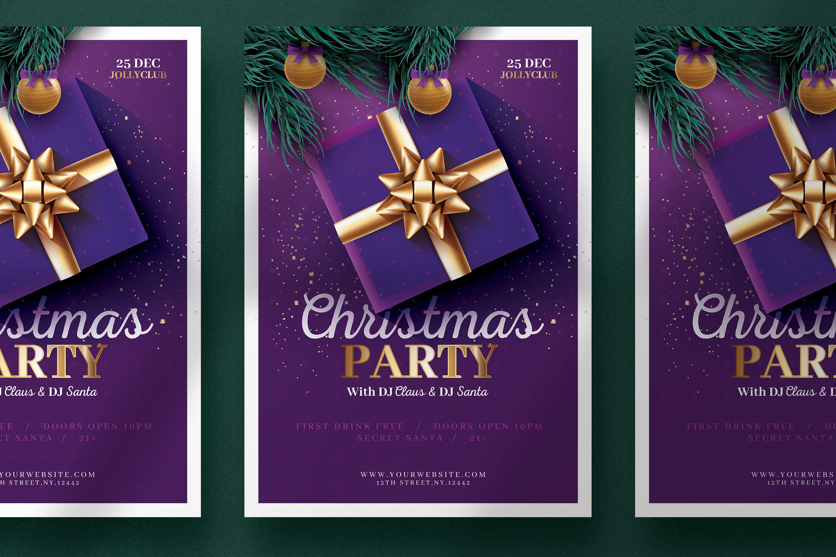 夜店俱乐部圣诞节主题活动海报传单设计模板 Beautiful Christmas Flyer Template插图