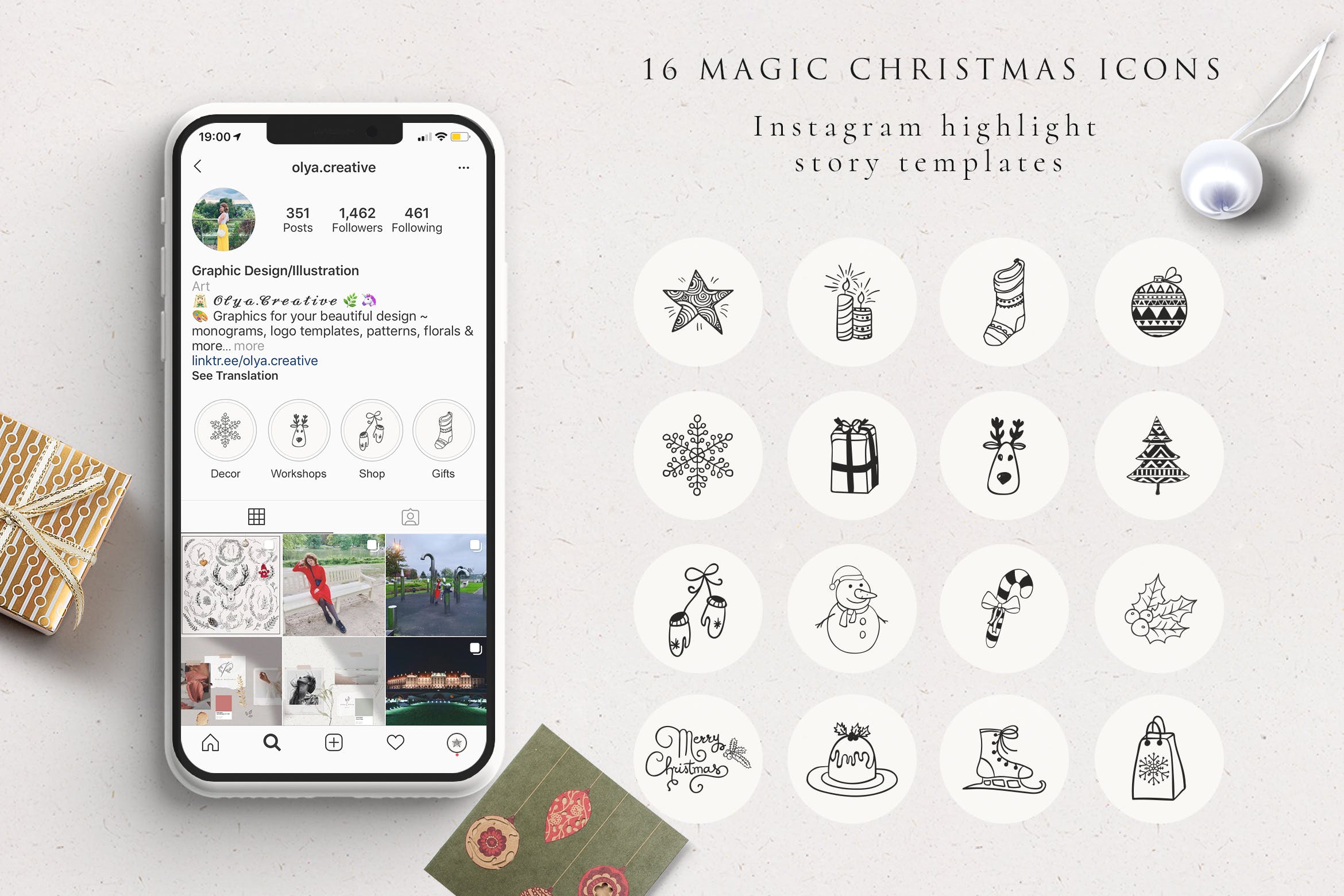圣诞节主题Highlight矢量图标素材 Xmas Instagram Highlight Story Icons插图