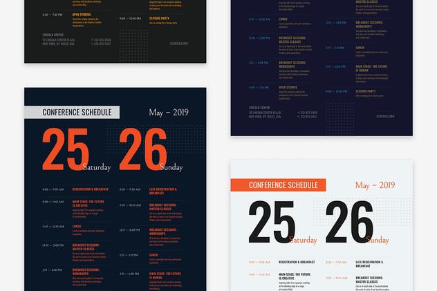 会议日程海报设计模板素材 Conference Schedule Poster Template插图(2)