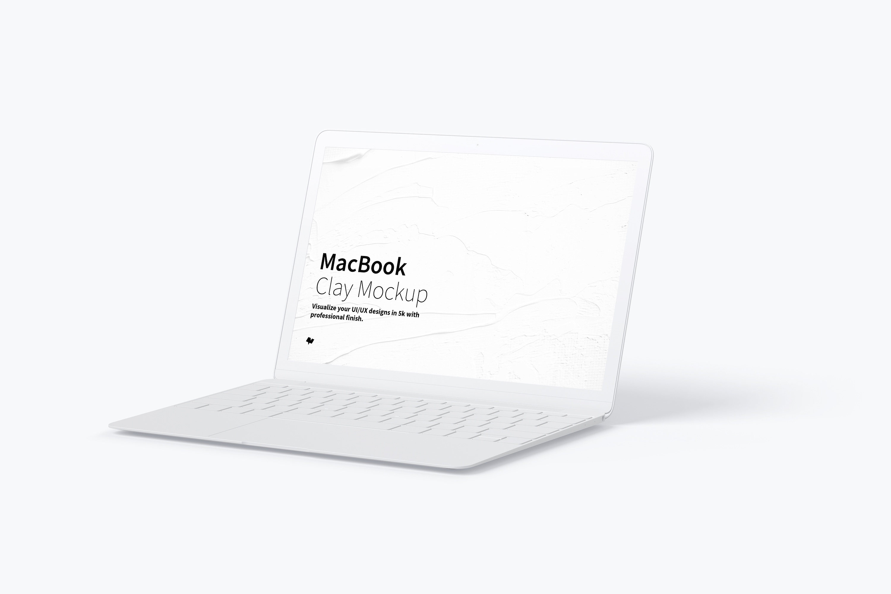 MacBook笔记本电脑屏幕演示右视图样机 Clay MacBook Mockup, Right View插图
