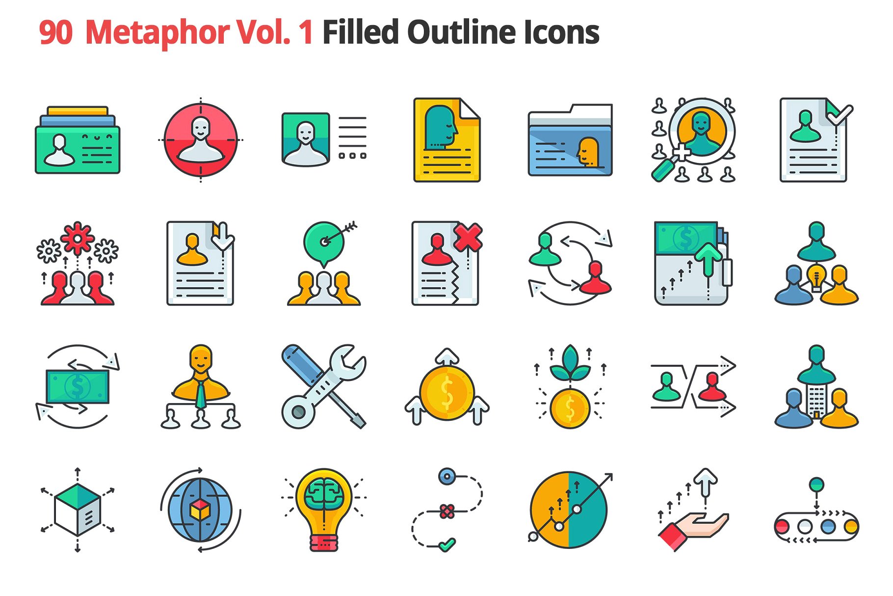 90个哲学主题隐喻填充小图标素材 90 Metaphors Vol. 1 Filled Icons插图(2)