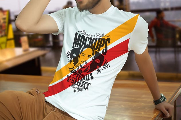 时尚设计V领T恤服装样机 V-Neck T-Shirt Mockups插图(5)