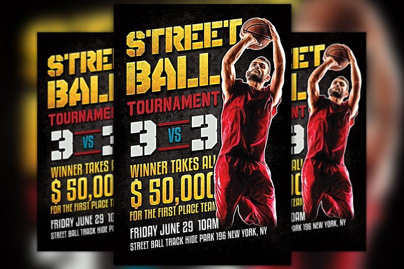 街头篮球赛事设计海报模板 Street Ball Flyer Template插图