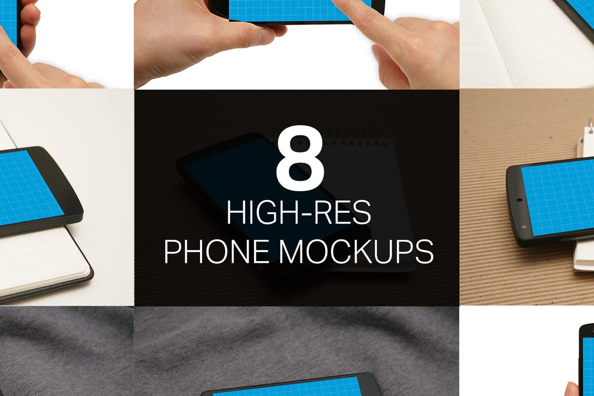 手机UI&APP设计演示样机套装 8 Phone Mockups插图