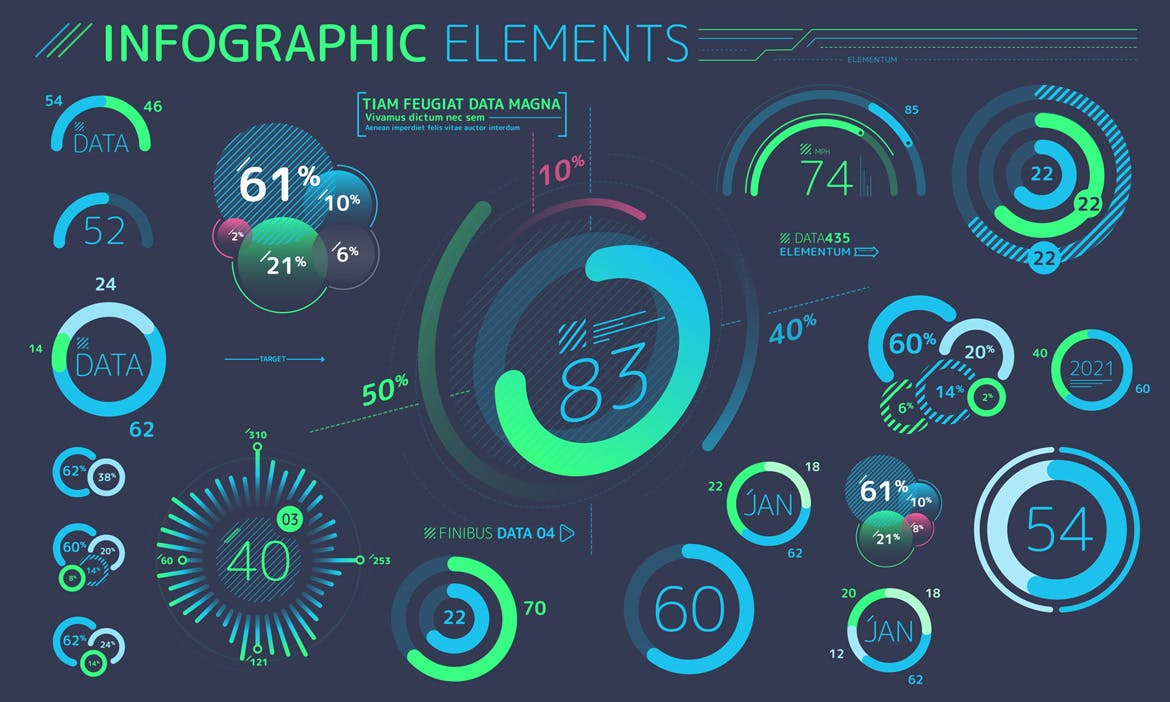 扁平化设计风格信息图表数据演示设计素材 Flat Infographic Elements插图5