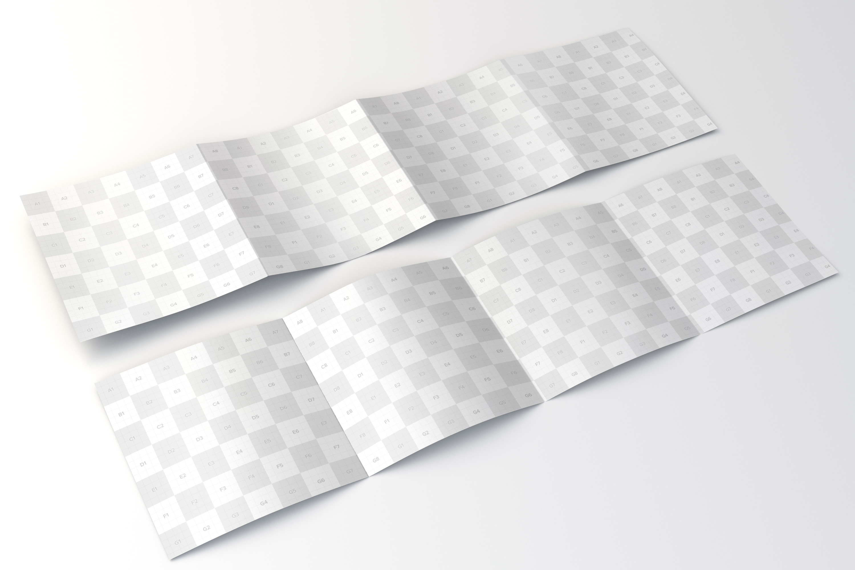 方形四折页设计传单内页＆封面展开图样机模板01 Spread Square 4-Fold Brochure Outside and Inside Mockup 01插图2