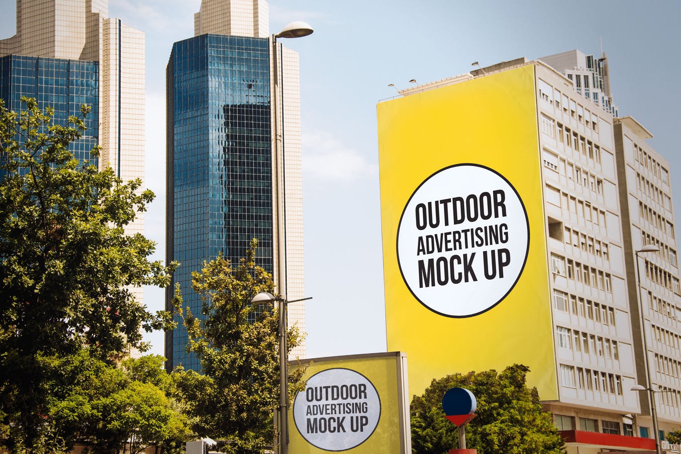 大型户外楼体广告牌广告设计效果图样机模板#3 Outdoor Wall Advertising Mockup Template #3插图