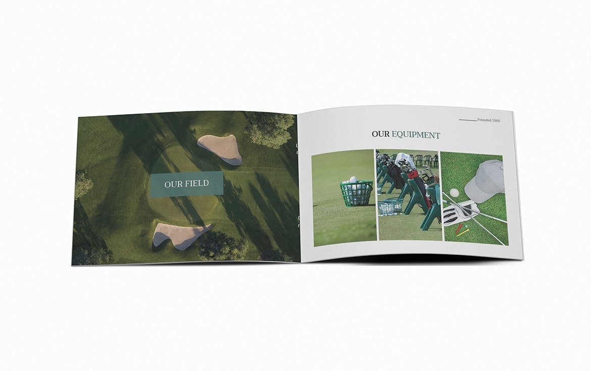 高尔夫场馆/体育场馆横版画册设计版式模板 Golf A5 Brochure Template插图9