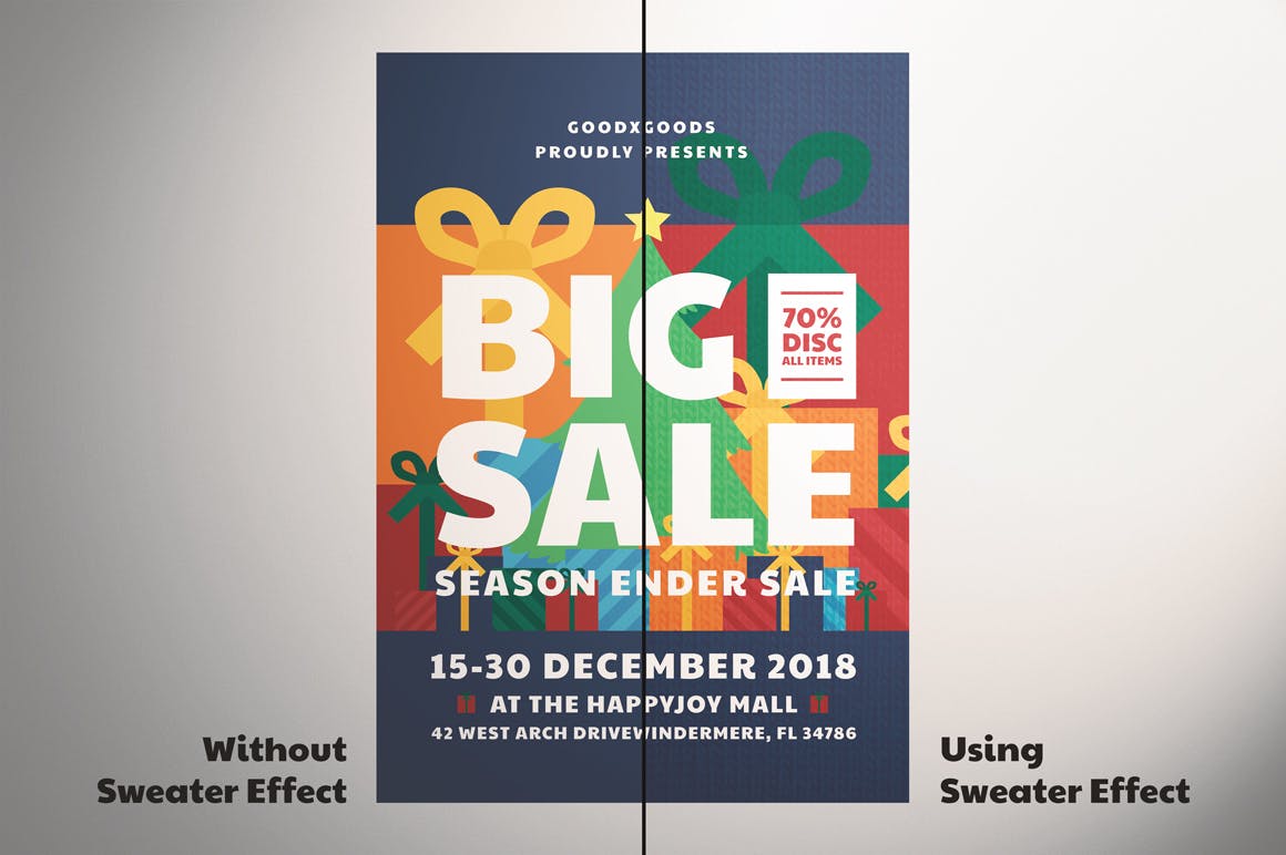 圣诞节季末大促活动海报传单设计模板 Christmas Sale Flyer插图(4)