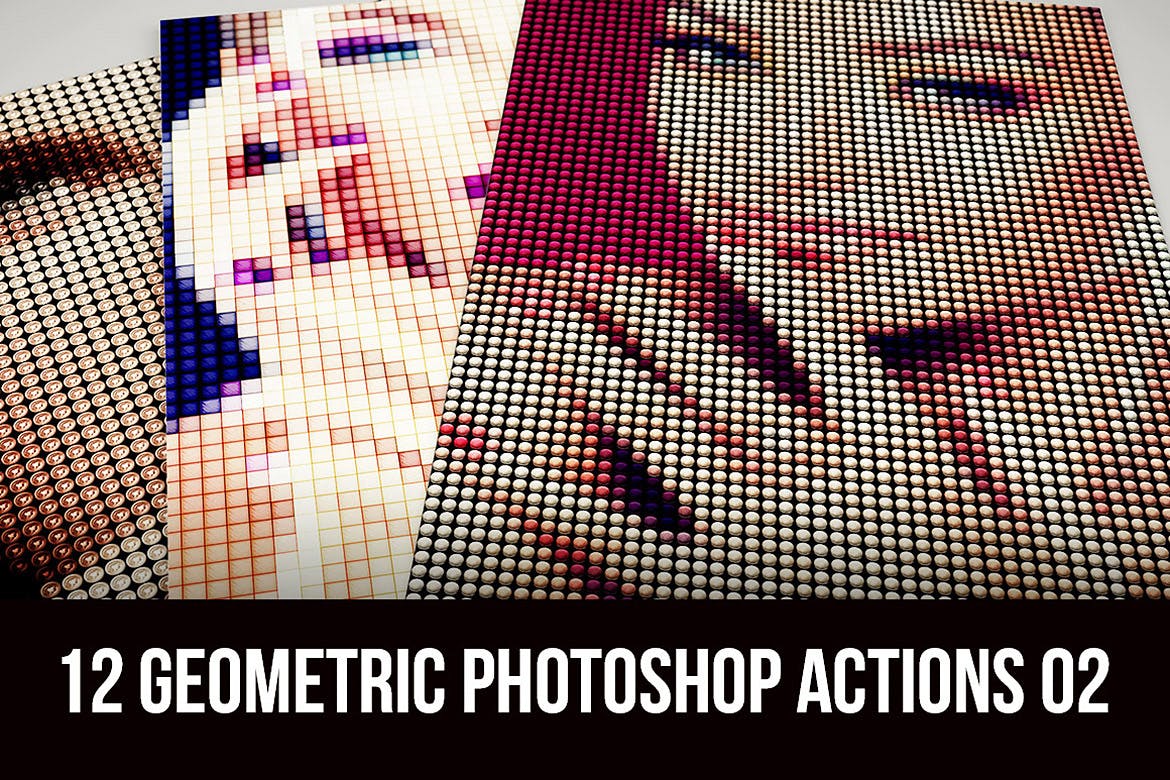 12个时尚个性几何马赛克图案ps动作 12 Geometric Photoshop Actions 02插图