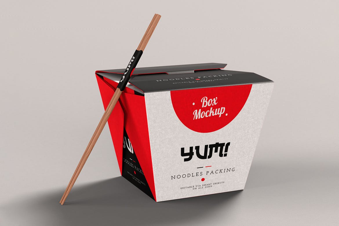即食面条包装盒设计效果图样机模板 Noodles Pack Box Mock-Up插图(3)