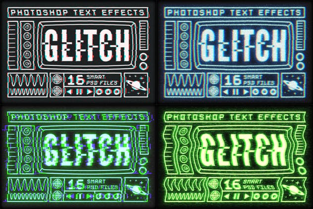 毛刺字体特效设计PSD模板 Photoshop Glitch Text Effects插图(8)