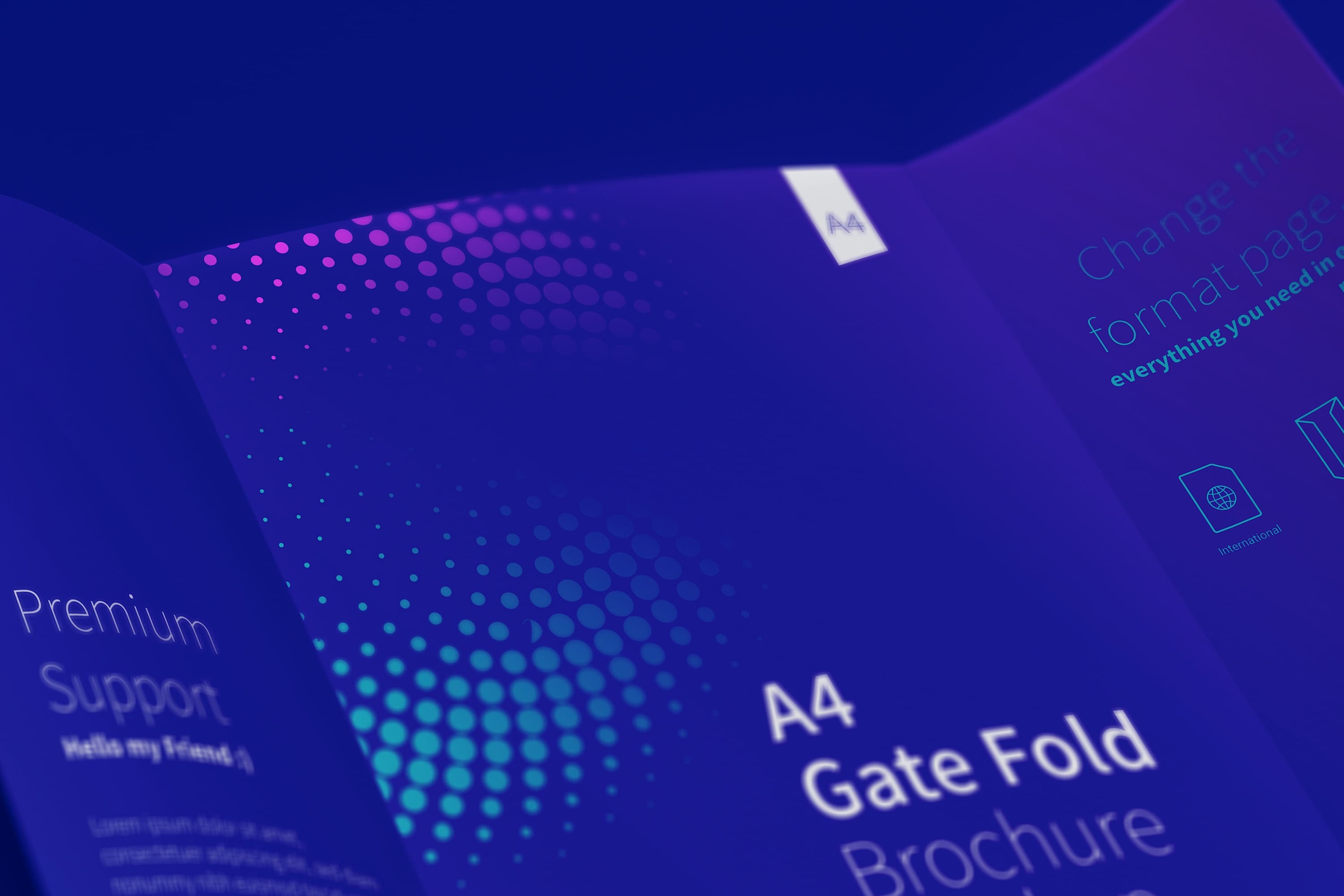 A4大小对折折叠企业宣传单设计效果图样机04 A4 Gate Fold Brochure Mockup 04插图(4)