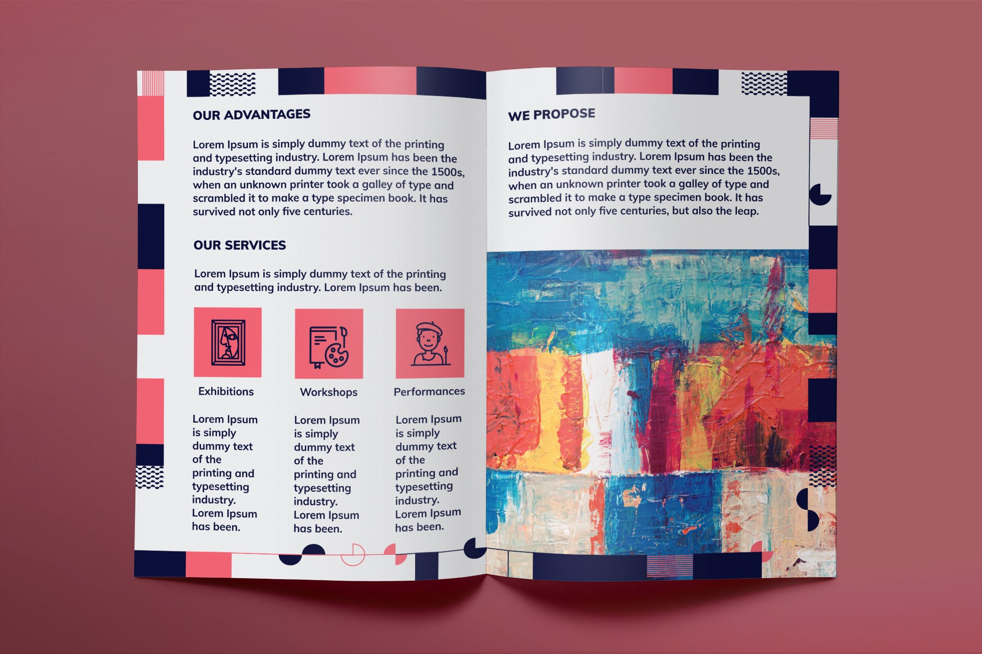 创意艺术工作室宣传传单设计模板 Art Gallery Brochure Bifold插图(2)
