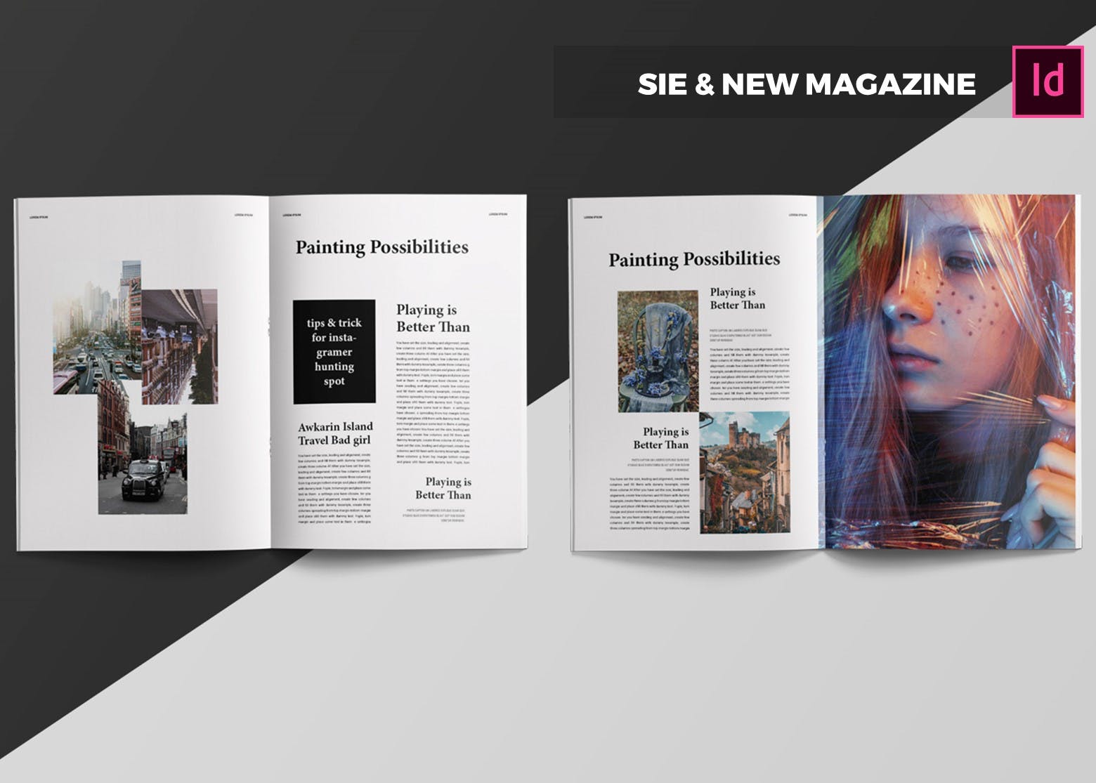 旅行/艺术/摄影/社会杂志设计模板 Sie & New | Magazine Template插图(4)