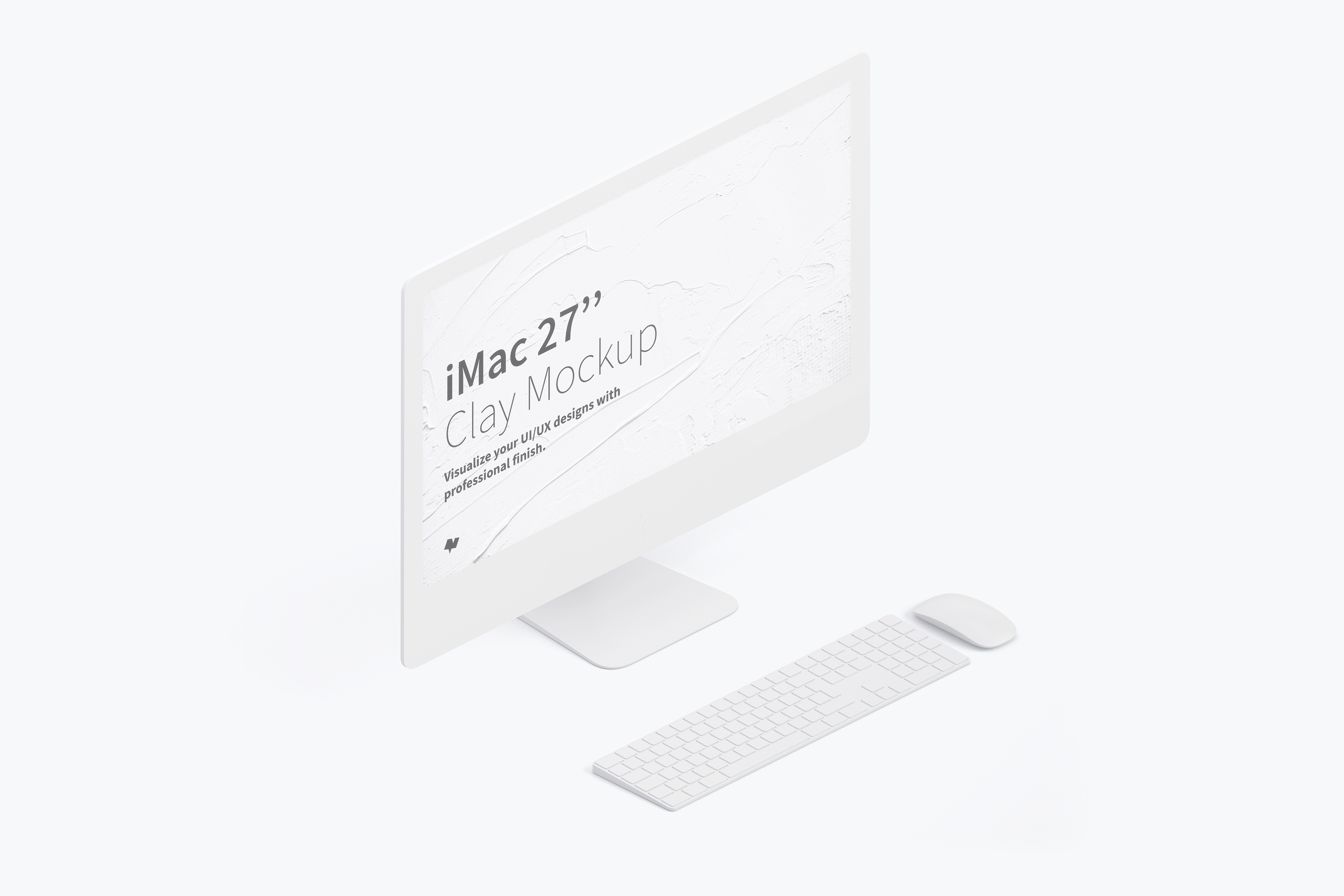 27寸iMac一体机等距左视图黏土样机模板 Clay iMac 27” Mockup, Isometric Left View插图 27寸iMac一体机等距左视图黏土样机模板 Clay iMac 27” Mockup, Isometric Left View插图