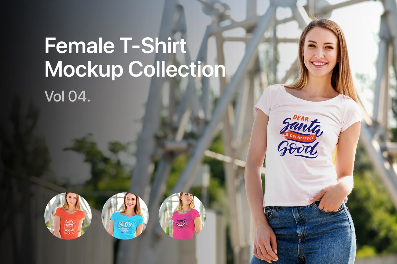 女士T恤服装设计模特上身效果图样机合集 Female T-Shirt Mockup Collection插图