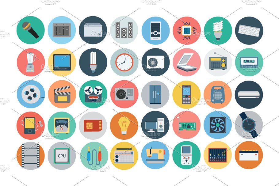 120+电子产品设备扁平化图标 120+ Electronics Flat Icons插图(2)