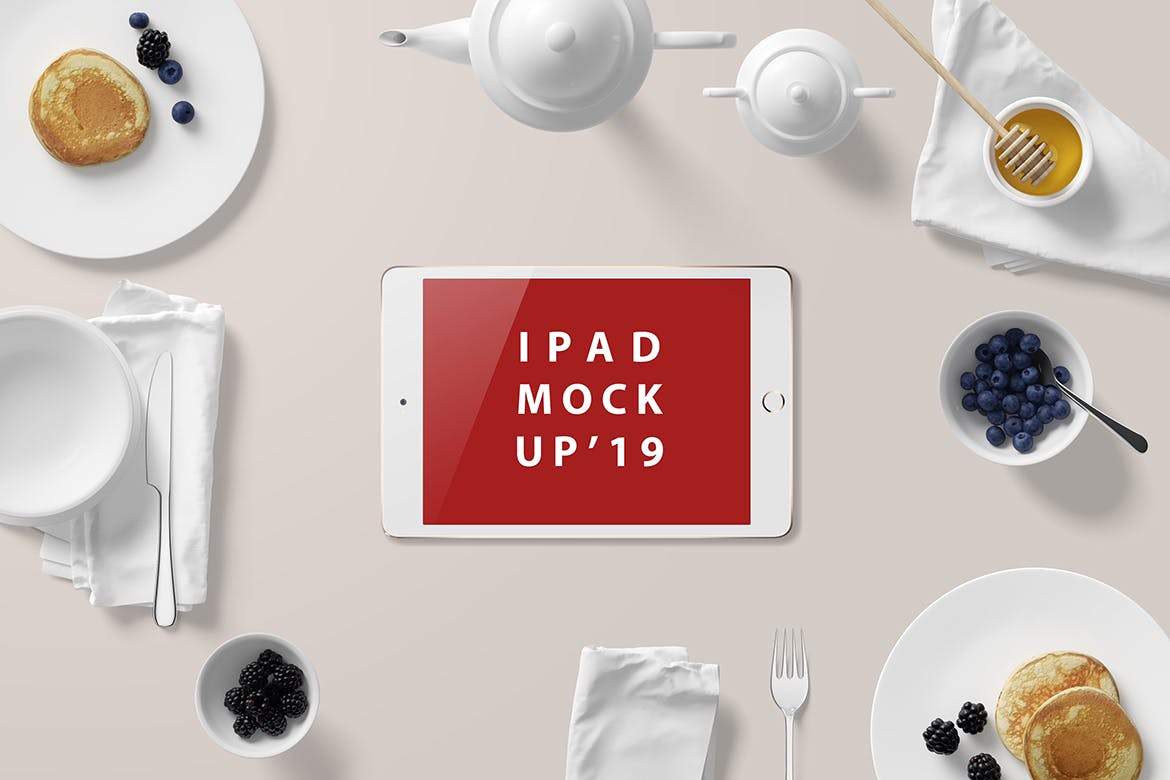 高品质的早餐场景的iPad Mini样机UI展示模型mockups插图(8)