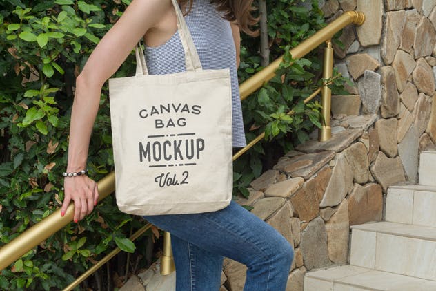 帆布手提包购物袋样机v2 Canvas Tote Bag Mockups Pack Vol. 2插图(10)