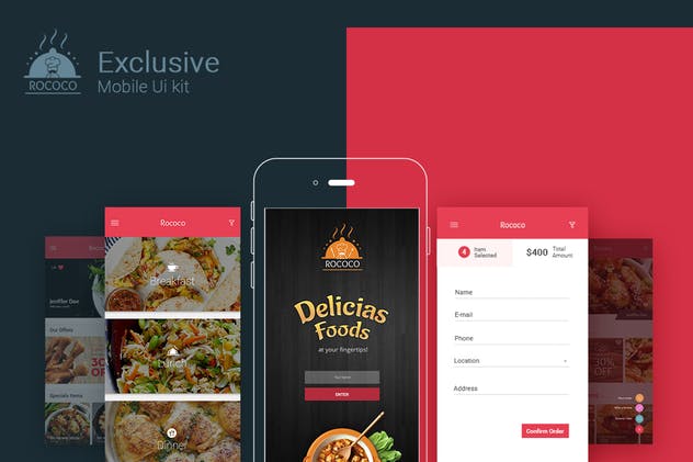 餐馆美食类APP应用UI套件 Restaurant and Food Mobile UI kit插图(2)