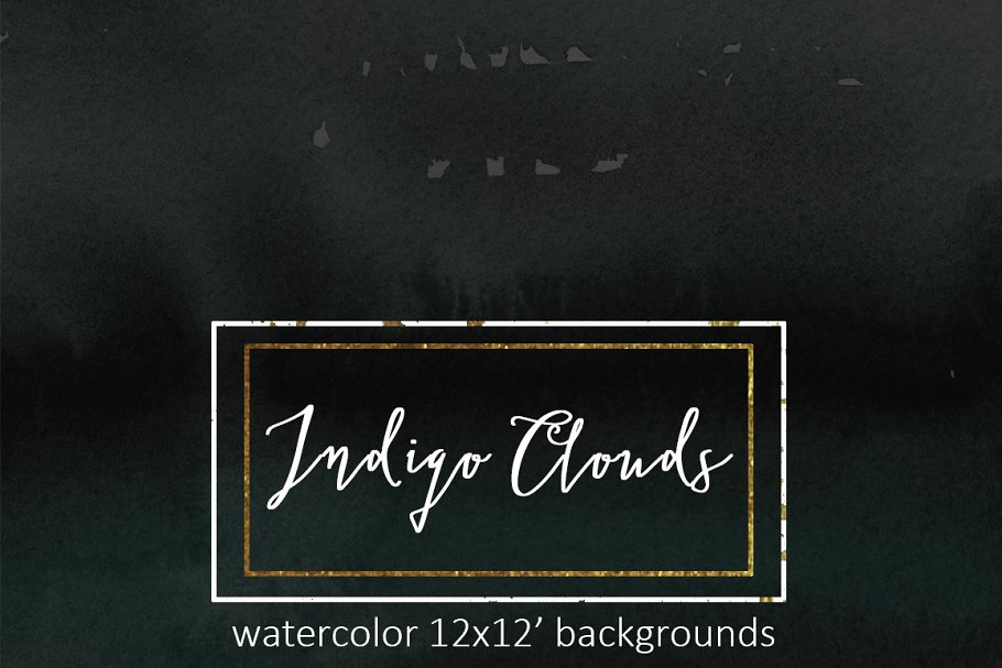 靛蓝水彩背景集 Indigo Watercolor Background Set插图8