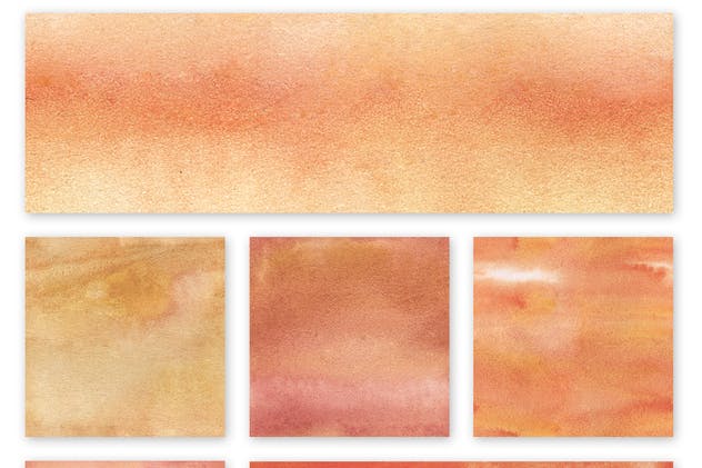 橙色手工水彩无缝背景纹理 Watercolor Seamless Textures – Orange Pack插图5