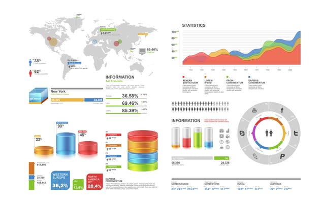 网站信息图表数据呈现UI设计模板 WEB GUI KIT插图(5)