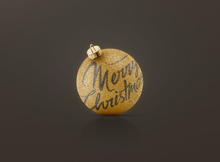 闪闪发光圣诞装饰球样机模板 Glitter Christmas Ball Mockup插图2