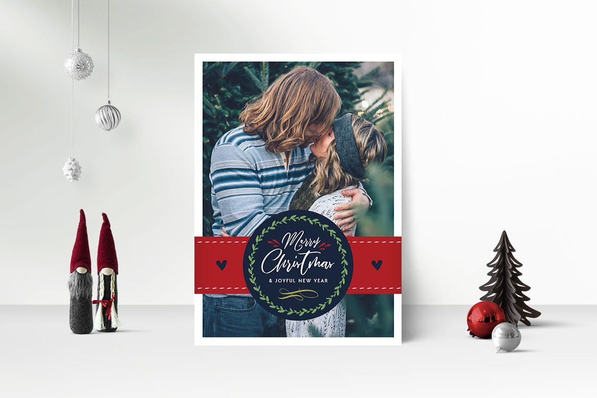圣诞节主题照片贺卡设计模板 Christmas Photo Card插图1